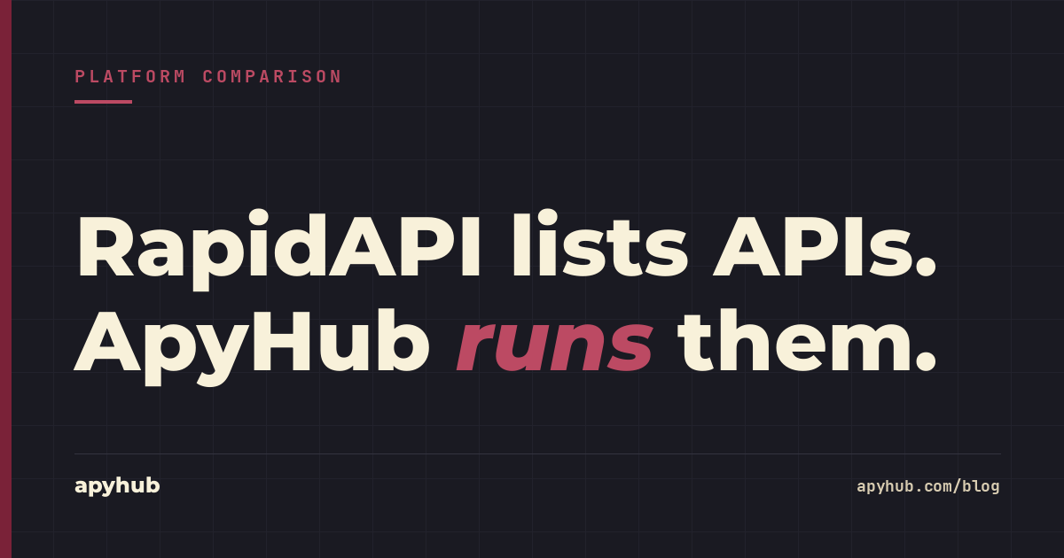 Cover illustration for ApyHub VS RapidAPI Comparison 2026