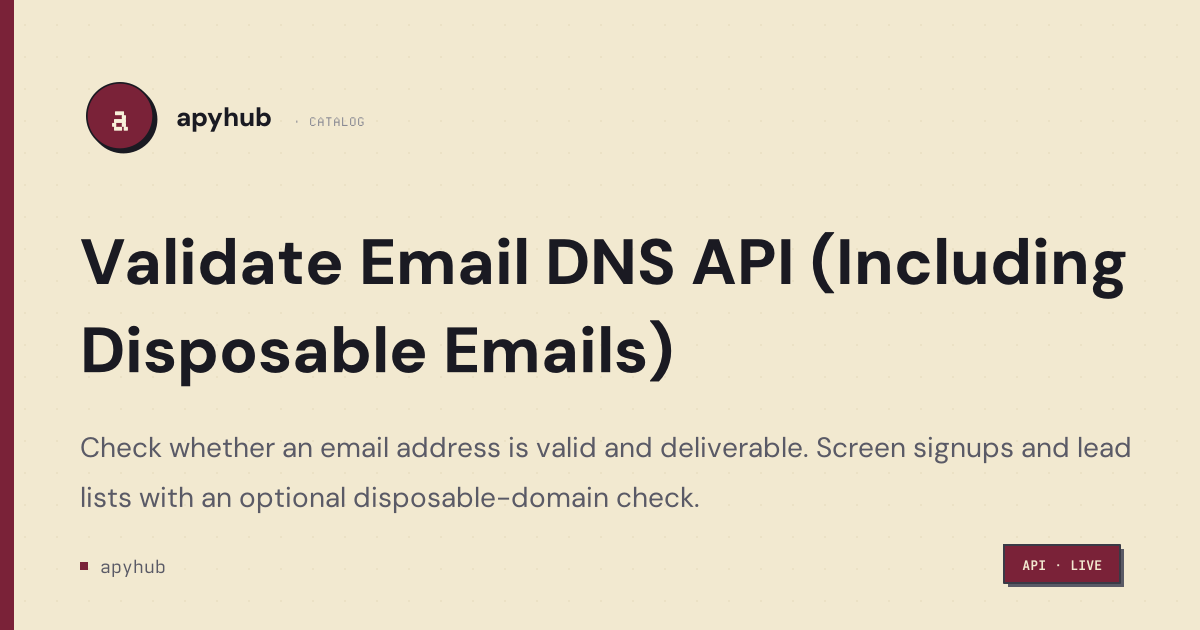 Email Validator — check validity and deliverability — ApyHub